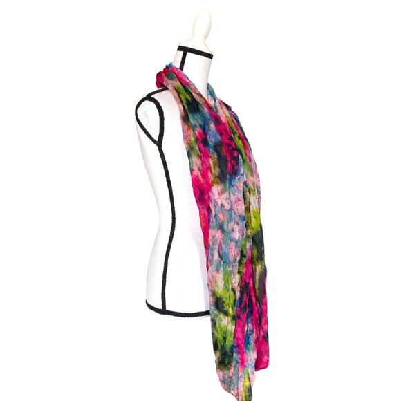 NWT Anthropologie Fau et Fille Infinity Scarf Multi Watercolor Floral Modal Silk - Picture 6 of 12
